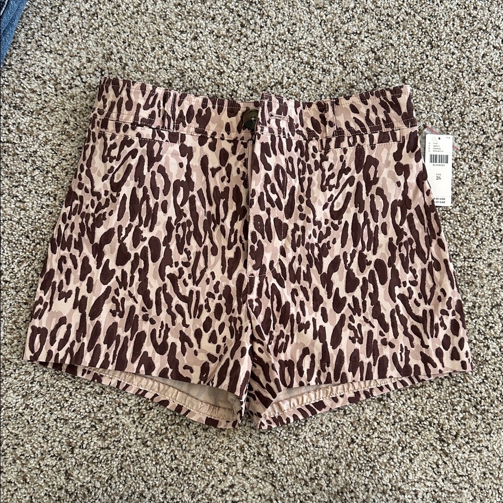 Maeve High Waist Leopard Print Shorts - Brown and Tan